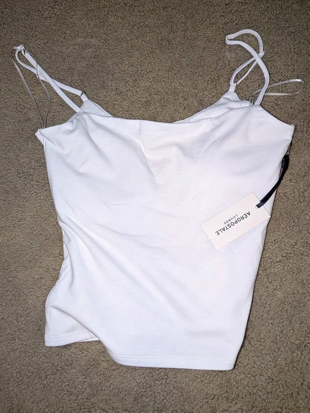 Aeropostale White Ribbed Cami Top - Slim Spaghetti Strap